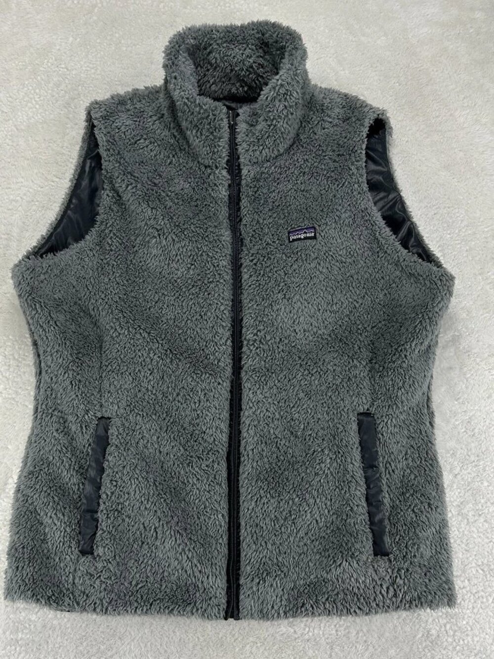 Patagonia Los Gatos Vest Women Gray Deep Pile Full Zip Reversible Pockets “Read”